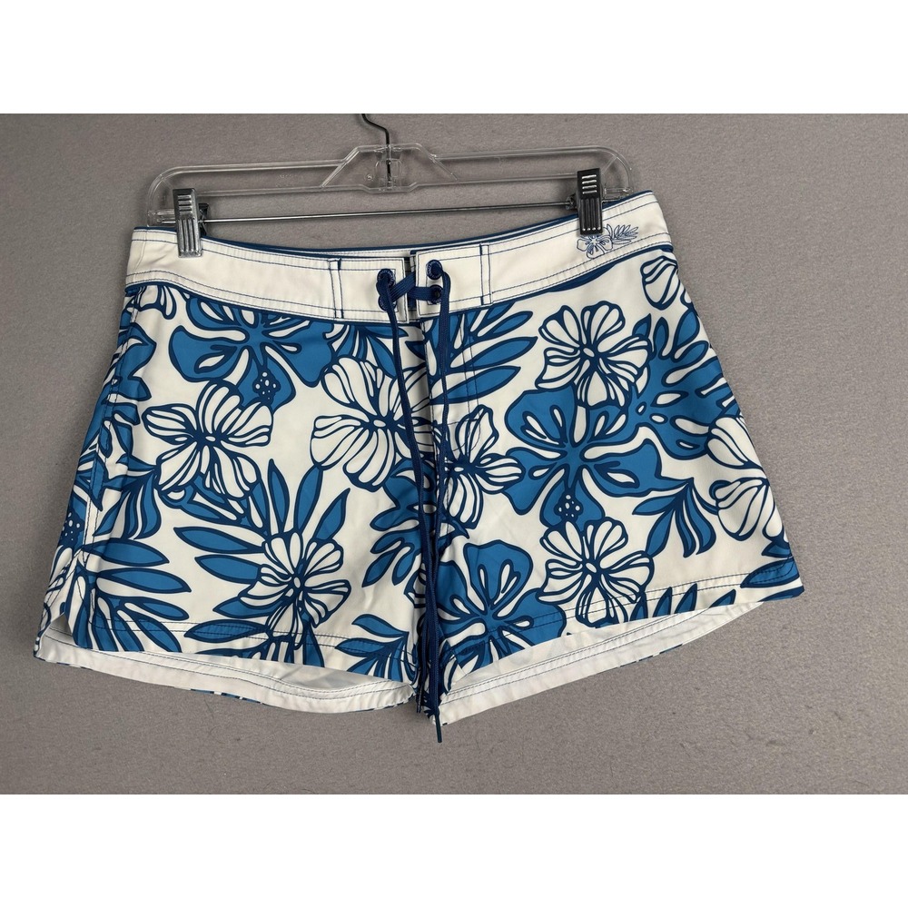 Crazy Shirts Board Shorts Womens 7 Blue Floral Hawaiian Swim Beach Tropical